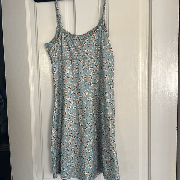 Altar’d State Mirabel Blue Ditsy Floral Soft Adjustable Strap Mini Dress - Picture 7 of 9